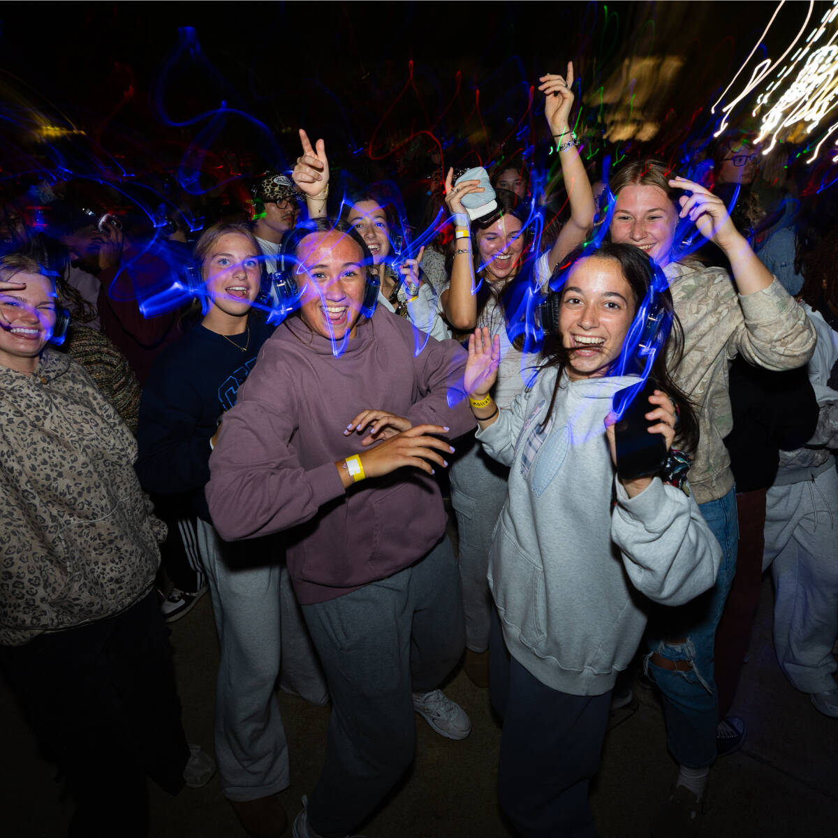 Students dancing at Silent Disco